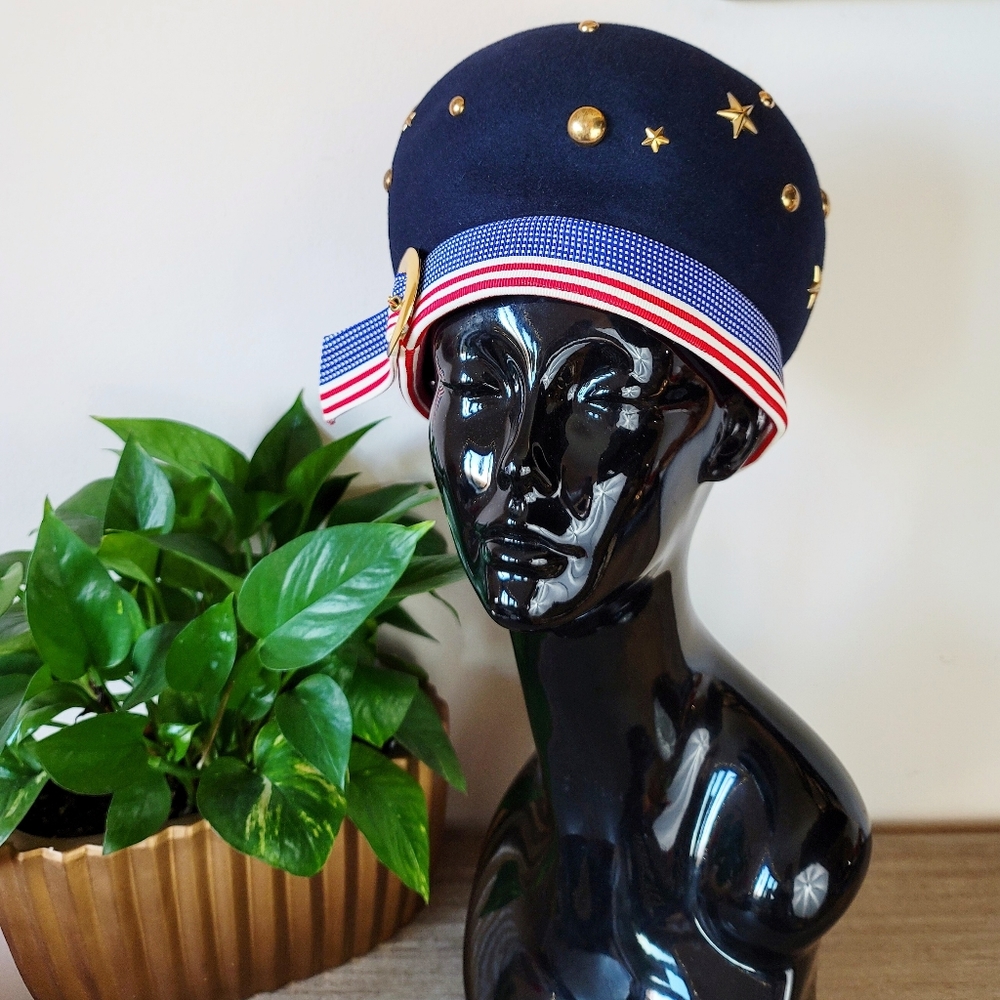 VTG 60s Frank Olive Patriotic Wool Felt Hat